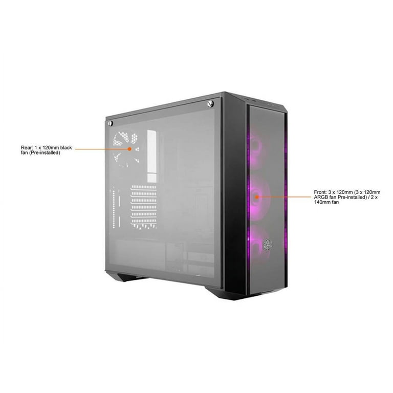 Cooler Master MasterBox Pro 5 ARGB ATX Mid-Tower with Adaptable Layout  E-ATX up to 10.5, DarkMirror Front Panel, Tempered Glass, Three 120mm ARGB