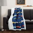 thumbnail image 2 of Decoración exuberante, lanzamiento de autos azul marino | Manta de sherpa reversible difuso con diseño de impresión de carreras para niños-60 "x 50 Lush Decor Ver descripción, 2 of 2
