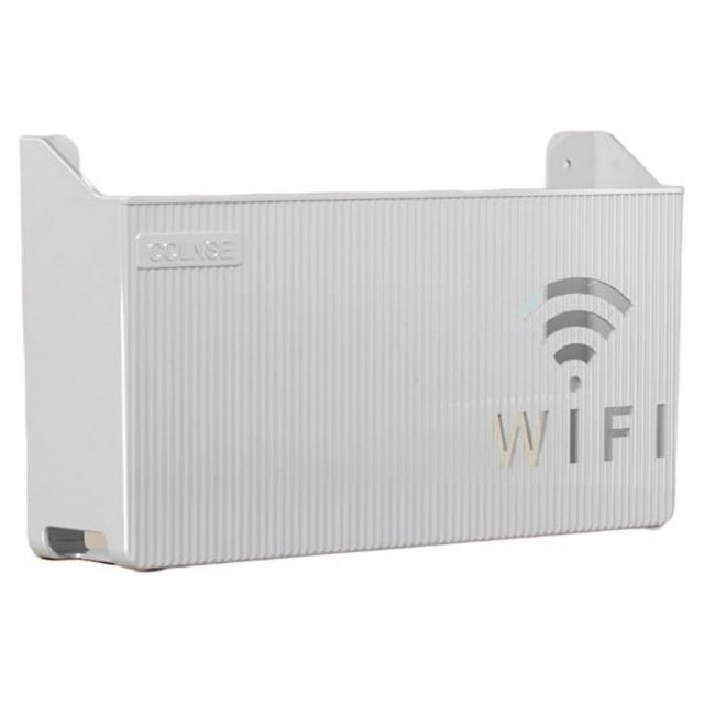HLONK Wall Mounted Wifi Router Storage Box Cable Power Plus Wire Bracket Organizer for Home Bedroom Living Room Wall Storage Shelf