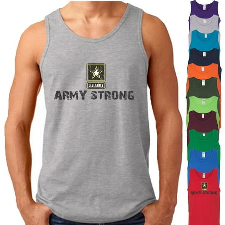 35 Us Army Tank - ARMY STRONG Star Logo MAN TANK TOP America US Military Army Forces Tee Tank Top Size Large