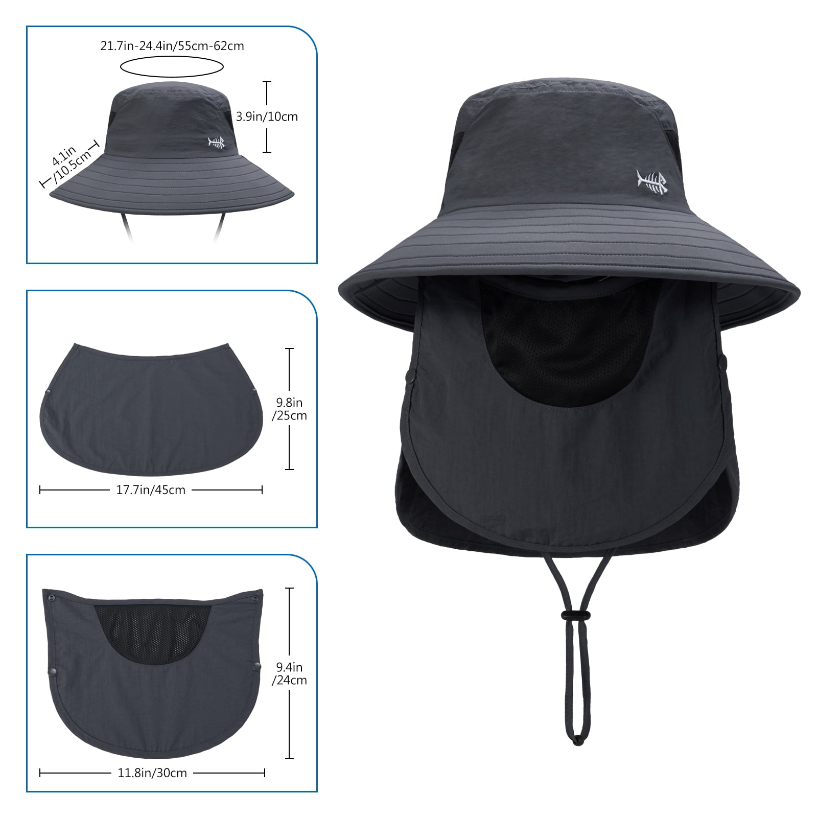Men’s UPF 50+ Sun Hat with Face Cover & Neck Flap FH09
