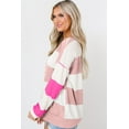thumbnail image 3 of Ushdele Elevate Your Wardrobe! Light Pink Colorblock Top - Stylish Long Sleeve & Drop Shoulder Design!, 3 of 8
