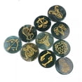 thumbnail image 5 of HOOUN 1pc Moss Agate 12 Constellations The Zodiac Crystal Stone Round Slices Carved 2"-Capricornus, 5 of 9