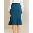 thumbnail image 4 of DARING DIVA Women's Flare Hem Elegant Work Midi Fishtail Skirt XL Peacock Blue, 4 of 6