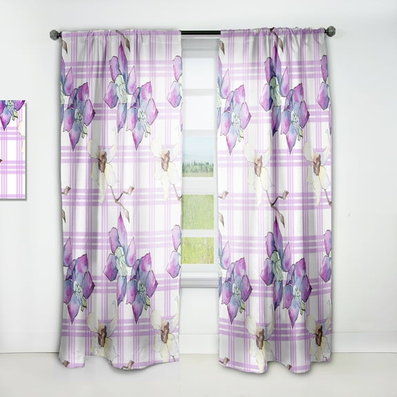 Designart 'Botanical Floral Retro VII' Mid-Century Modern Curtain Panel