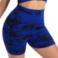 thumbnail image 2 of Yoga Shorts for Women High Waist Lifting Tummy Control Stretchy Slim Fit Solid Print Gym Shorts for Workout Wear Blue L, 2 of 4