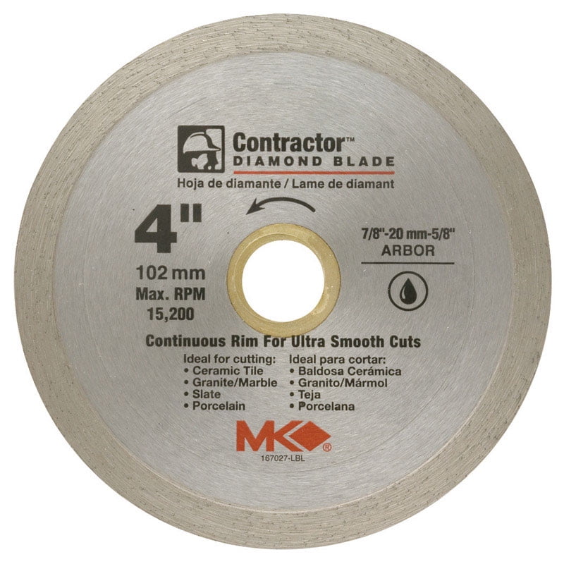 MK Diamond 4 in. Dia. x 7/8 in. Contractor Diamond Continuous Rim ...