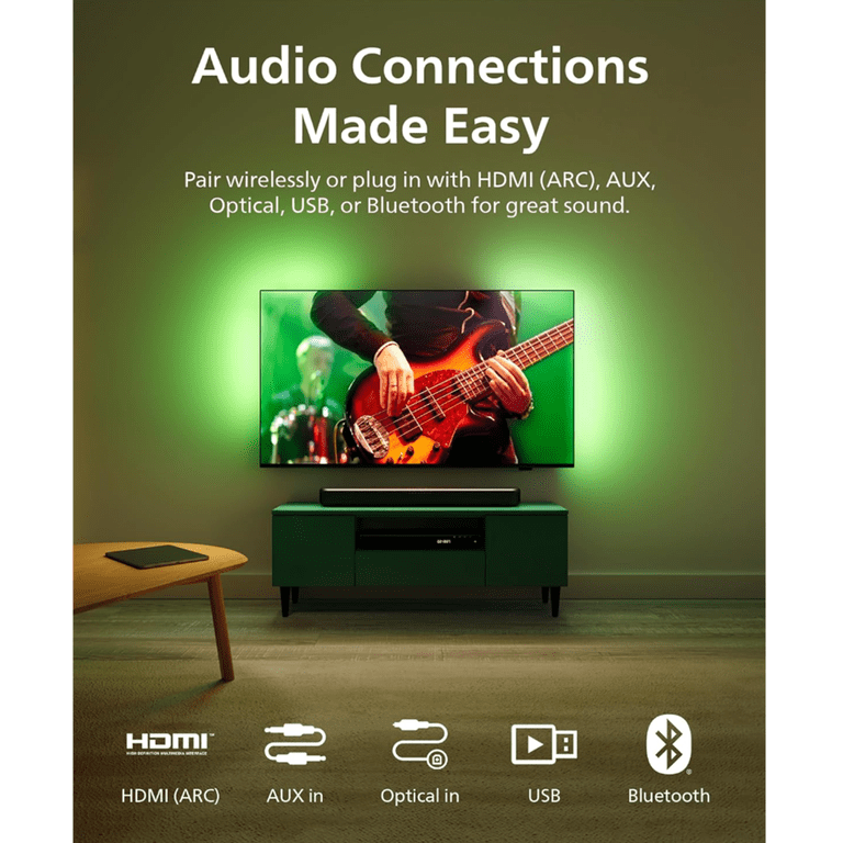 Philips B5109 2.0 Channel Bluetooth Soundbar, Dark Grey - Walmart.com