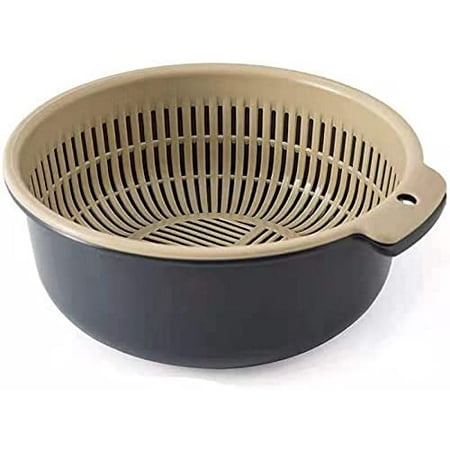

Double-Layer Vegetable Washing Basket Upper Draining Lower Storage Basket Portable Kitchen Plastic Hollow Draining