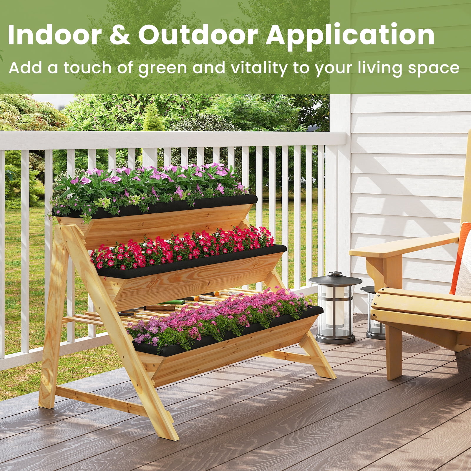 Costway 3-Tier Raised Garden Bed Storage Shelf Garden Planter for Flowers