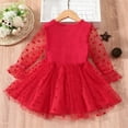 thumbnail image 4 of CHUOU Children Kids Toddler Infant Newborn Baby Girls Long Sleeve Solid Polka Dot Tulle Dress Princess Dress Outfits Clothes, 4 of 5
