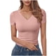 thumbnail image 1 of Casual Camisetas de Manga Corta para las Mujeres Cuello en V Camiseta Sólida, Poliéster de Verano de la Moda Superior para el Uso Diario, 1 of 4