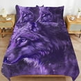 thumbnail image 6 of 3 Pcs Soft Bedding Set, Includes 1 Duvet Cover with Zipper And 2 Pillow,Shams Purple Wolf King(102"×90"), 6 of 8