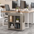 thumbnail image 6 of Side Table with Storage, 27" Tall End Table with Rolling Wheels for Living Room, Wood Side Tables Bedroom, 6 of 6