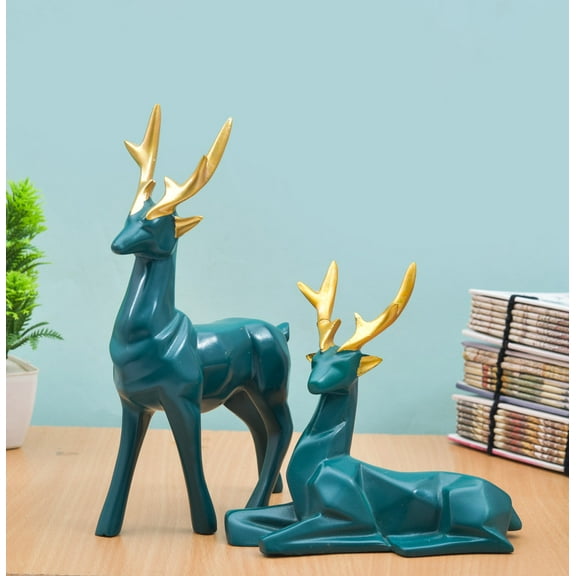 DevineSoul Handpainted Resin Deer Pair for Home Decoration and Living Room Decor II Great Gifting at Innauguration Parties