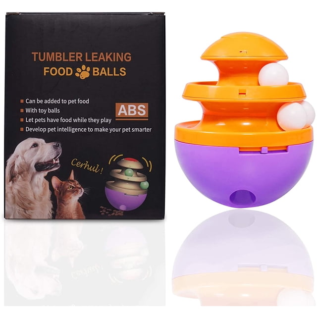 El juguete con ruedas para mascotas para perros y gatos aumenta el coeficiente intelectual, el juguete rompecabezas interactivo y la bola dispensadora de comida.
