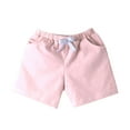 thumbnail image 2 of Kids' Solid Color Cotton Shorts, Elastic Waist Comfortable Casual Athletic Pants for Boys and Girls, Perfect for Spring Summer Play, School, Everyday Activities, Breathable and Durable - Pink, 2 of 3