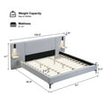thumbnail image 3 of Christopher Knight Home Linen Upholstered King Platform Bed with Reading Lights and Headboard Shelves, Grey, 3 of 10