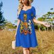 thumbnail image 4 of Vestido de manga corta con patrón Togepi para mujer, vestidos largos para mujer, vestido de cumpleaños para mujer, 4 of 7