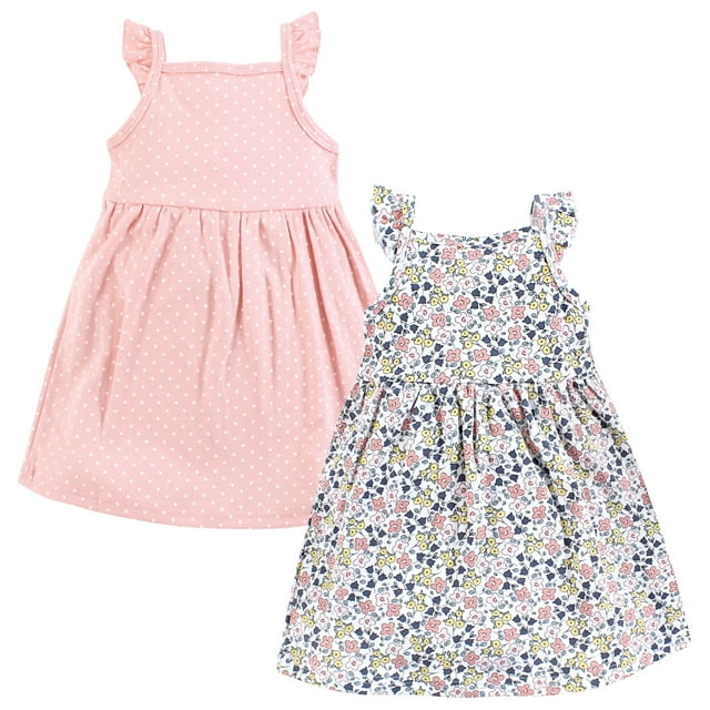 Hudson Baby Vestidos de algodón para niñas con estampado floral de 3 a 6 meses (M)