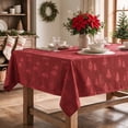 thumbnail image 4 of Sm:)e Pine Tree Snowflake Yarn Dyed Jacquard Woven Christmas Tablecloth 60x104 Inch, for Dining Decor, Rectangle, Red, 4 of 7