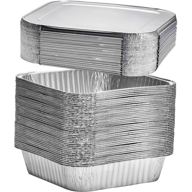 Displastible 8x8" Disposable Aluminum Pans With Lids (10 Pack) Foil