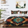 thumbnail image 4 of Boho Orange Teal Bedding 3 Piece Duvet Cover Set California King, Geometric Vintage Southwestern Ethnic Soft Microfiber Comforter Cover with Zipper Closure & Pillowcases, FadeResistant Quilt Cover, 4 of 9
