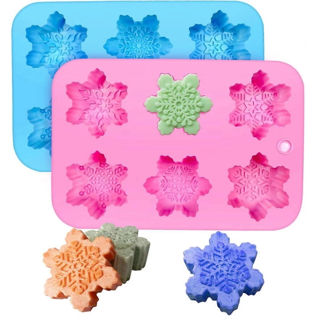 Silicone Mold for Snowflakes, 2pcs Silicone Mold Snowflake Mold Handmade Soap Molds Silicone Soap Mold Soap DIY Molds Handmade Christmas Molds