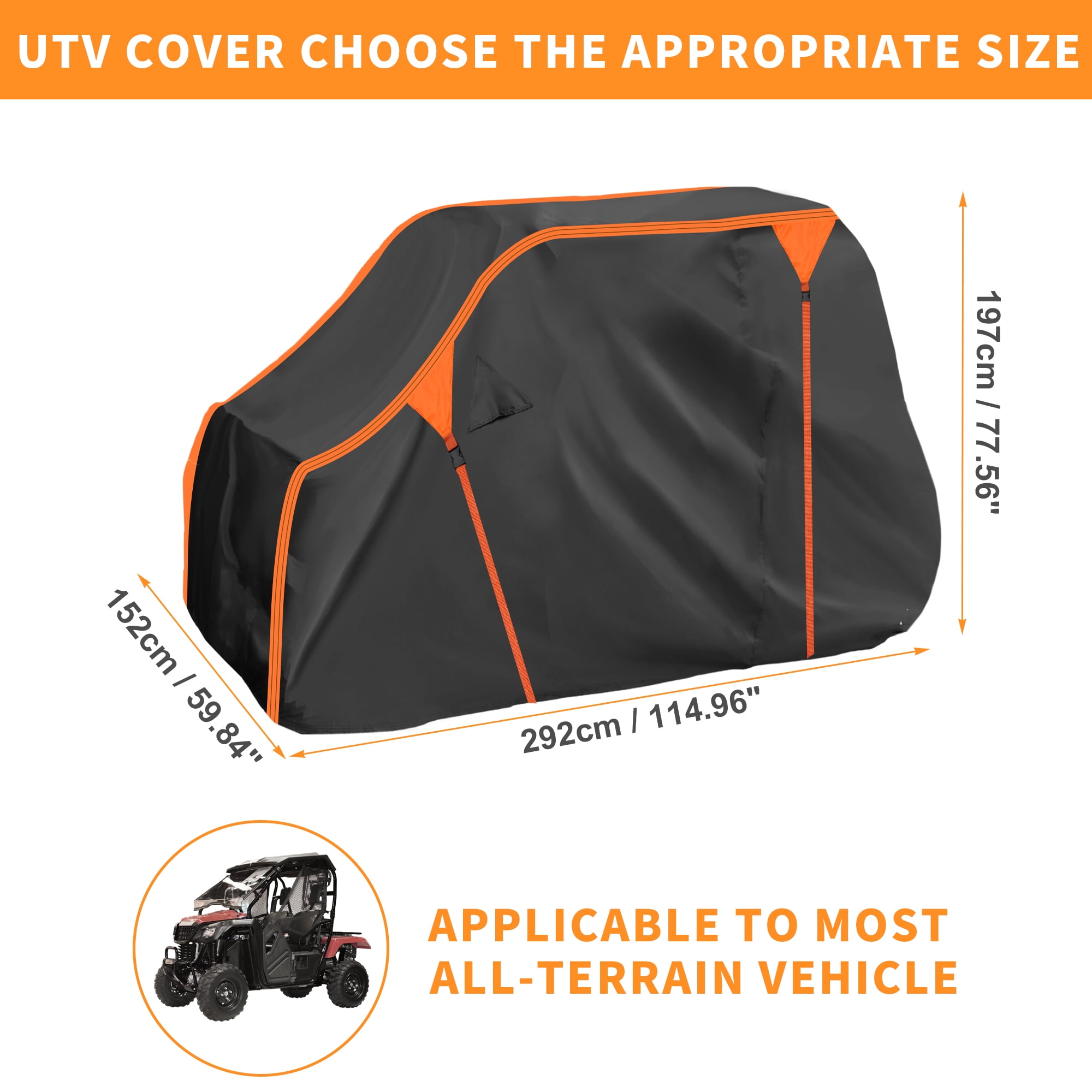 Unique Bargains UTV Waterproof Cover Black Orange for Pioneer-700