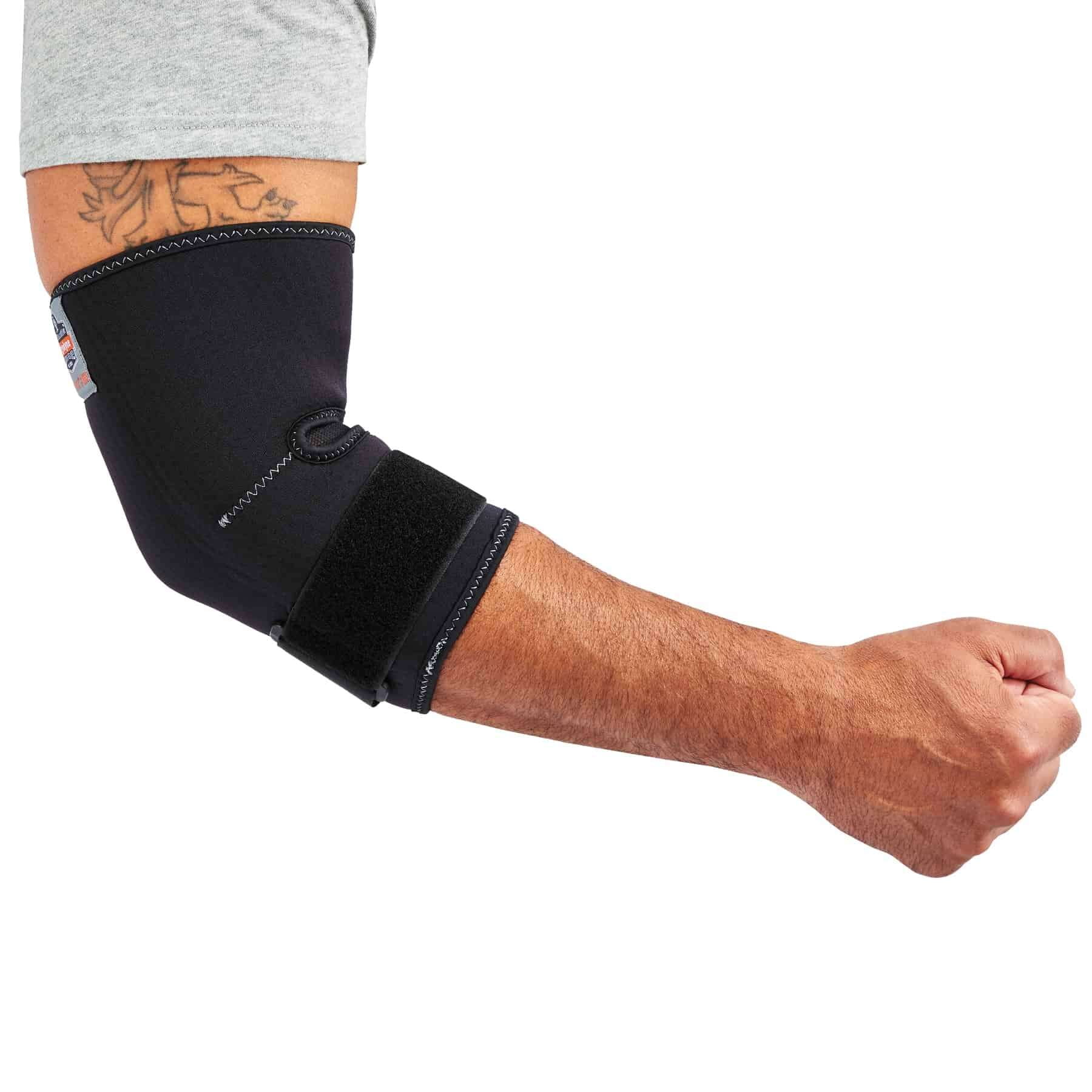Ergodyne ProFlexÂ® 655 Neoprene Elbow Sleeve w/ Strap, Black, S