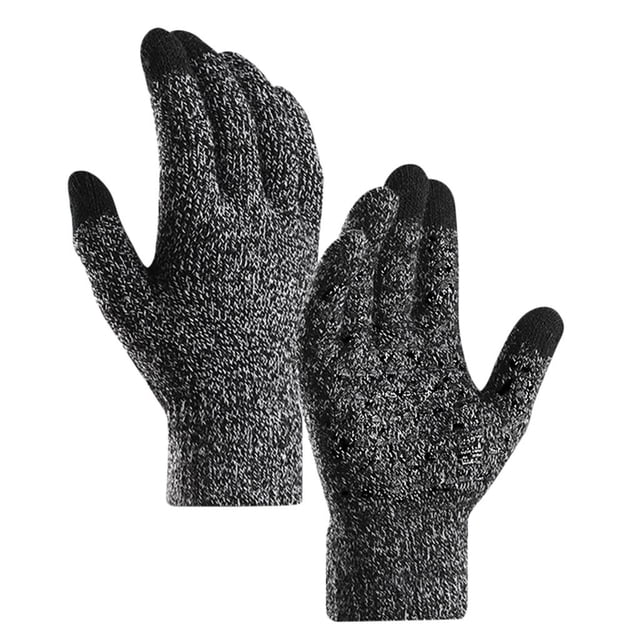 Guantes de punto de invierno elástico de completos Negro1 shamjiam Guantes de dedo completo
