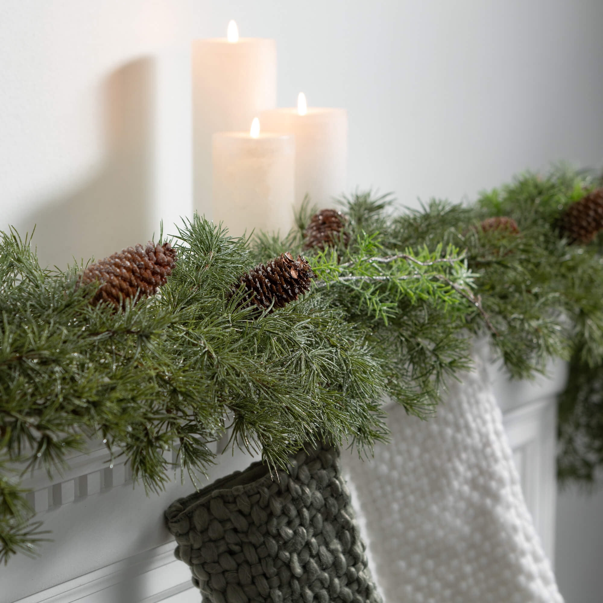 72"L Sullivans Artificial Soft Touch Dusted Pine Christmas Garland, Green