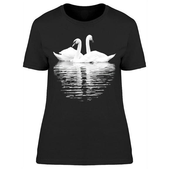 Two Cute Swan Birds On Water T-Shirt Women -Image by Shutterstock, Female Small