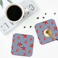 thumbnail image 4 of Yiaed Starfish Navy Blue Stripe Print Leather Coasters for Drinks - Cup Coasters Coffee Table Kitchen Table Bar, Home & Office Gifts Handmade Drink Coasters-Square, 4 of 6