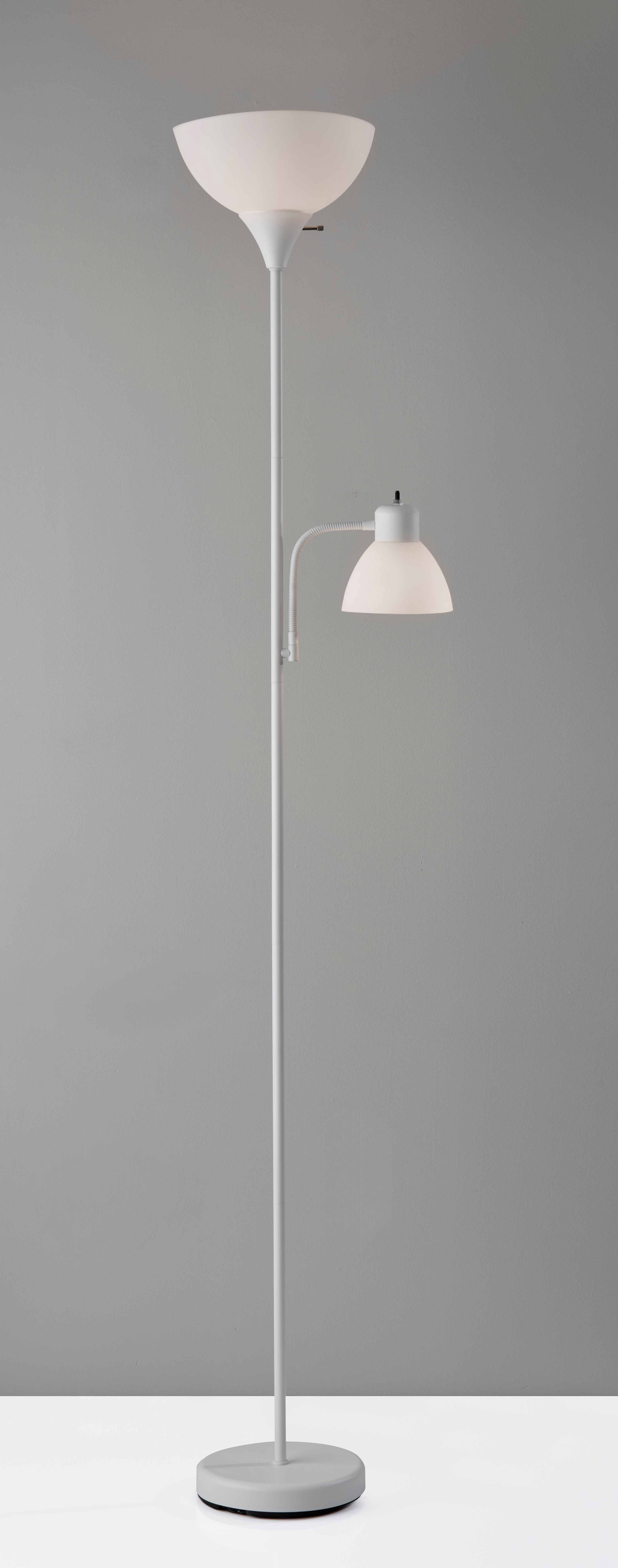 Mainstays 72" White Combo Floor Lamp with Reading Lamp, Modern Design