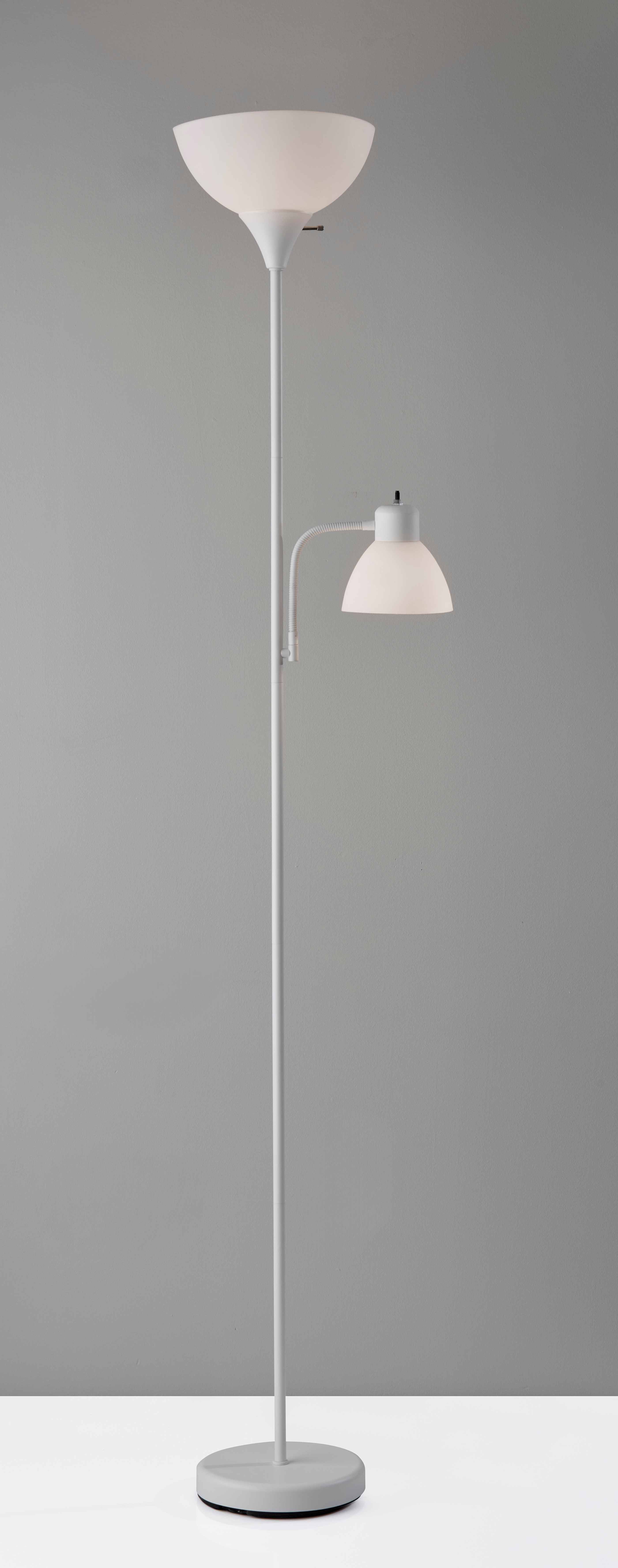 MAINSTAYS 72″ WHITE COMBO FLOOR LAMP WITH READING LAMP, MODERN DESIGN