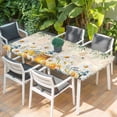thumbnail image 2 of Daisy Spring Floral Table Cloths for 5 Foot Rectangle Tables, Farmhouse Botanical Green Leaves Vintage Art Patio Waterproof Elastic Fitted Tablecloths, Washable Rectangular Table Cover for Camping, 2 of 8
