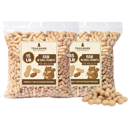 Trailmark Naturals 2 Pack of 15 LB Raw Peanuts in Shell, Squirrel and Bird Food, 30 Lbs