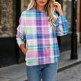 thumbnail image 2 of Vynhevius Women's Crew Neck Sweatshirt Plaid Loose Fit Casual Long Sleeve Pullover Tops, 2 of 6