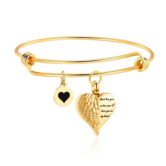 Heart Ashes Pendant Adjustable Bangle Cremation Jewelry for Ashes Holder Funeral Urn Bracelet for Ashes of Loved One