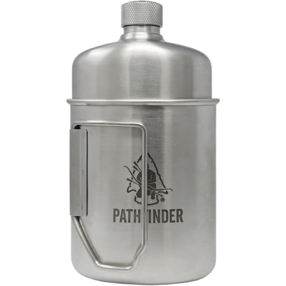 Stainless Steel Nesting Cup & M34 Scout Canteen - Survival Gear and Supplies - Bushcraft Gear Camping Essentials - Hiking Water Bottle - Camping Canteen- Backpacking Kit