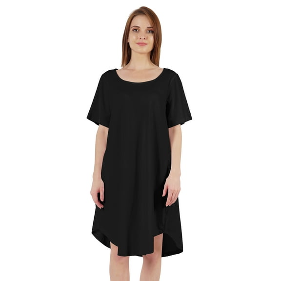 Inkmeso Nightgowns for WoMen's Short Sleeve W/ Round Neck Nightdress Jersey Tunic Loungewear