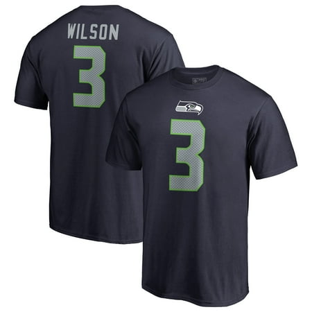 Russell Wilson Seattle Seahawks NFL Pro Line by Fanatics Branded Team Authentic Stack Name & Number T-Shirt - College (Best College Sports Team Names)