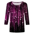 thumbnail image 5 of Summer Clothes Savings 2024! TAGOLD Womens Summer Tops,Women's Loose Mid-Length 3/4 Sleeve Bright Glitter Printed Round Neck Top T-Shirt, 5 of 5
