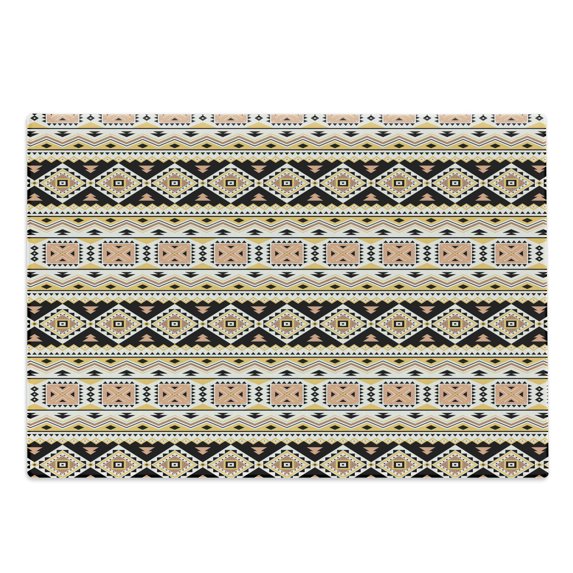 Aztec Cutting Board, Repeating Abstract Triangles Tribal Motifs Pattern, Decorative Tempered Glass Cutting and Serving Board, in 3 Sizes, by Ambesonne