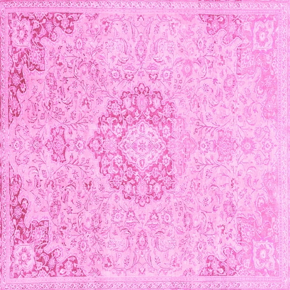 Ahgly Company Indoor Square Abstract Pink Modern Area Rugs, 5' Square