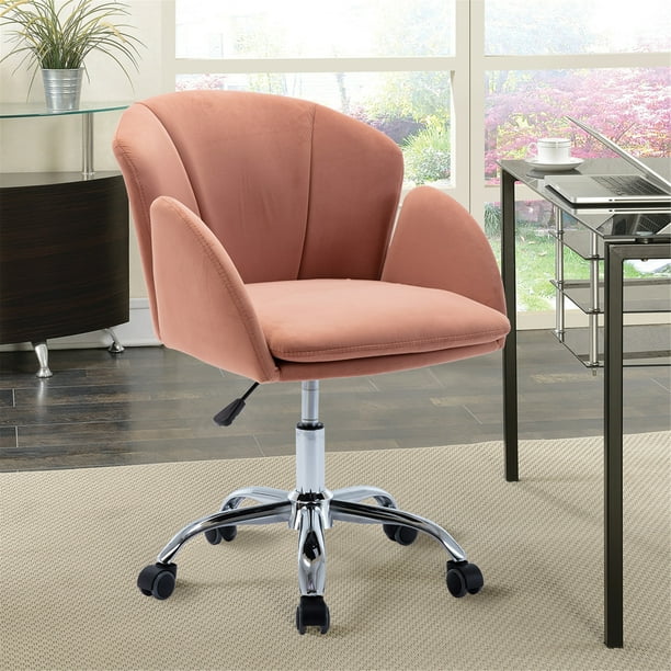 Mid Back Desk Task Office Chair Modern Velvet Leisure Swivel Home Upholstered Century Accent For Living Room Chic Rolling Vanity Adjustable Height B2326 Com Mid Back Desk Task Office Chair Modern, Cute Accent Chairs For Office