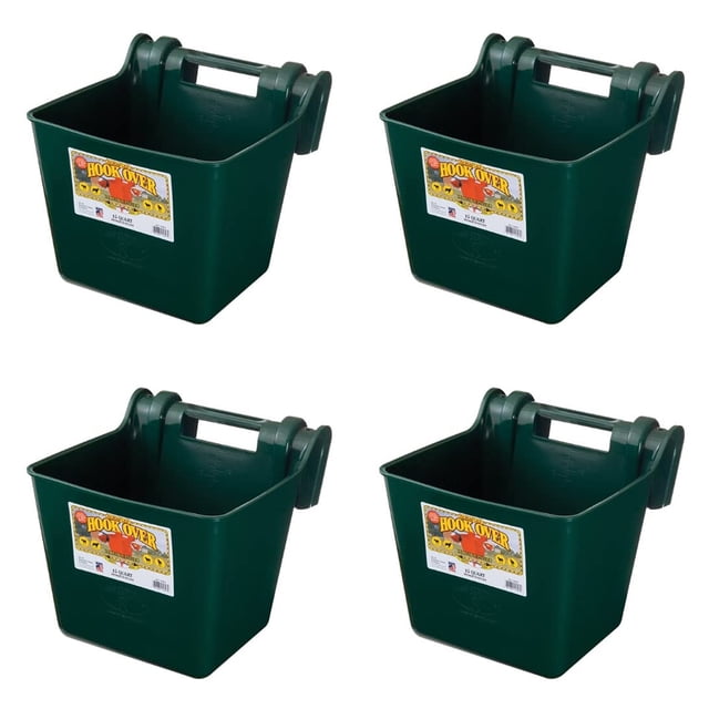 Little Giant Heavy Duty 15 Quart Mountable Plastic Hook Feeder, Green (4 Pack)