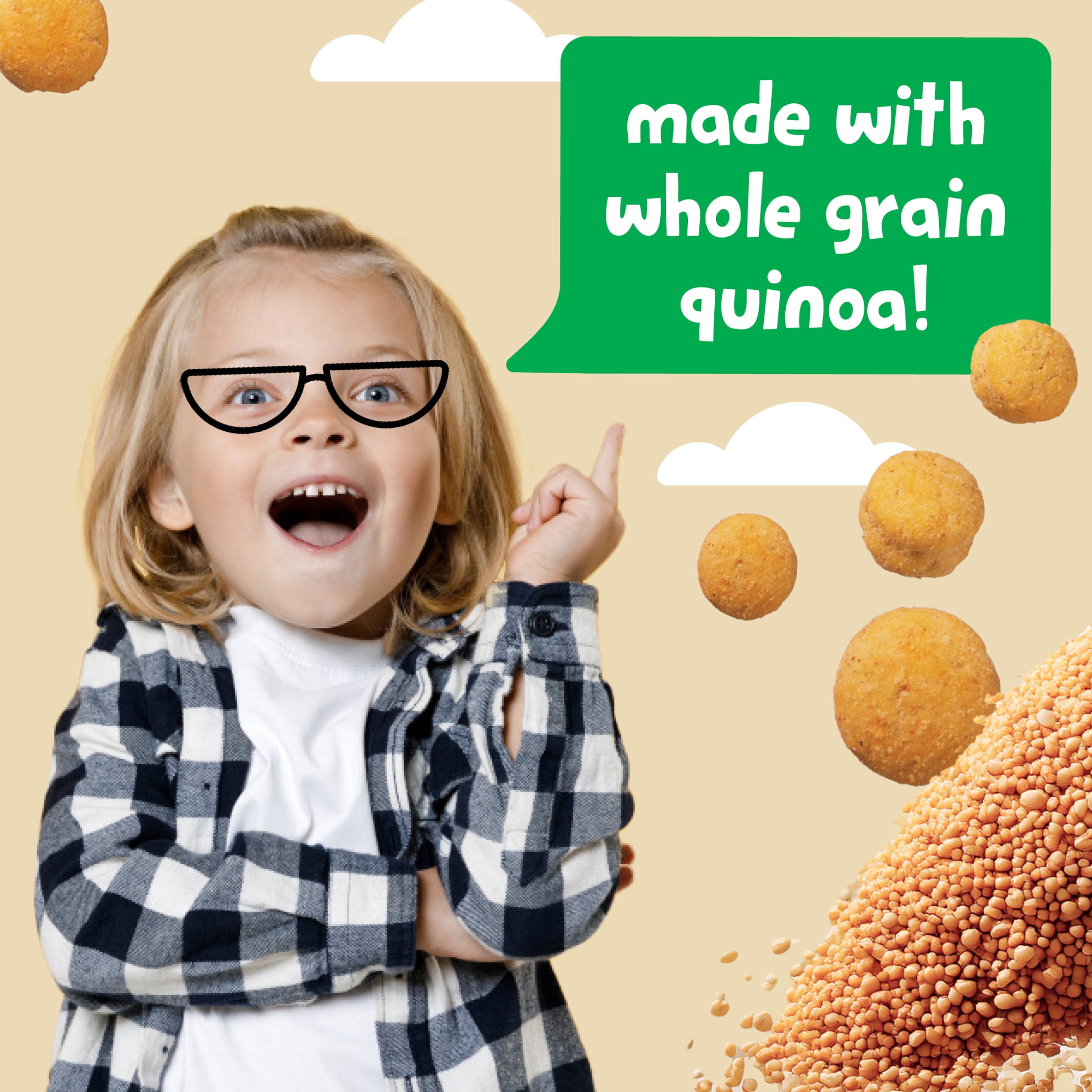 (6 pack) Get'ems from Gerber Pizza Roundos Puffs Snacks, Kids Snack Made with Whole Grain Quinoa, Calcium to Support Strong Bones 2.25 oz