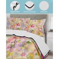 thumbnail image 4 of Quilts Full Size, Spring Floral Soft Comforter Bedding Set for Bed, Elegant Summer Flowers Botanical Watercolor Lightweight Quilted Bedspread with Pillow Cover(2 Pieces) for All Season, 78x90 Inch, 4 of 6
